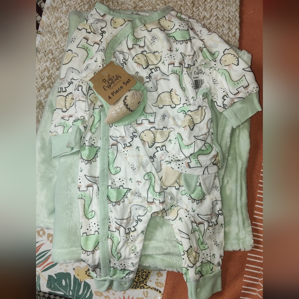 Baby Starters Dinosaur Print Pajama Set - Green and White